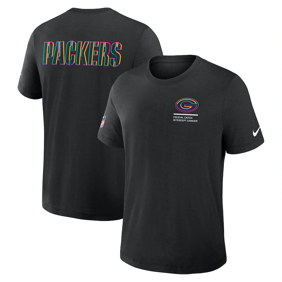 Men's Green Bay Packers Black 2025 Crucial Catch Tri-Blend Dri-FIT T-Shirt